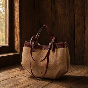 Factory Wholesale Women Genuine Leather <strong>Fur</strong> Tote Handbag <strong>Croc</strong> Embossed Shoulder Bag Fashion Work Purse Private Label OEM/ODM - Product Image 2