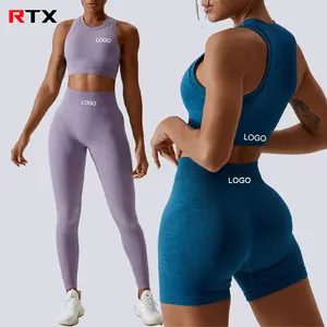 Set Fitness Gym tanpa kelim wanita, pakaian atletik wanita legging olahraga seksi, Set pakaian aktif Bra Yoga 2023