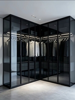 Dressing moderne de style italien de luxe, mobilier de chambre sur mesure pour toute la maison, armoire avec porte en verre et système d'éclairage LED