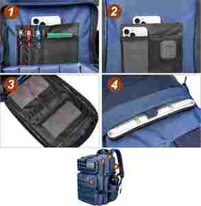 Mochila Táctica Azul de 45L, Mochila Grande para Exteriores con Sistema MOLLE para Hombre y Mujer, Diseño Geométrico de Moda - Product Image 6