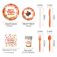 Assiettes en papier imprimées populaires pour l'automne, ensemble de vaisselle pour dîner en famille, fêtes et événements de Thanksgiving