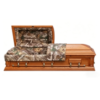 Tissu camouflage couleur chêne foncé finition mate, cercueil style américain en bois de chêne HYAC104C