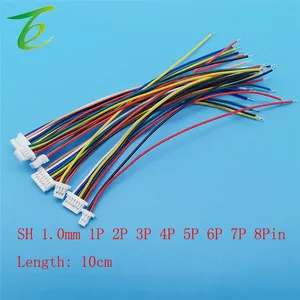 JST-conector de Cable de Terminal único/doble, longitud de Cable electrónico de 10cm, 28AWG, SH1.0, 1,0mm, 2/3/4/5/6/7/8 Pines, 5 uds.