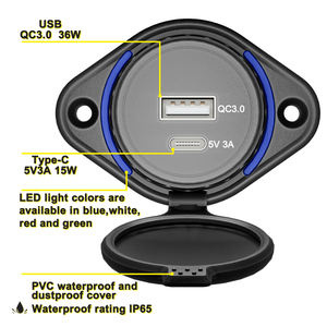 Prise de chargeur de voiture double USB QC TYPE-C 12V 24V pour voitures, camions, caravanes, voiturettes de golf - Product Image 3