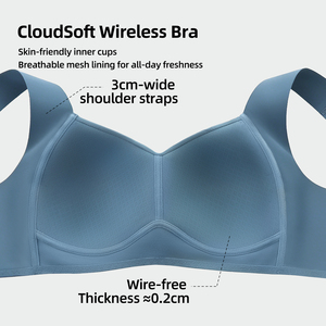 Reggiseno Senza Cuciture OEM ODM Personalizzato, All'Ingrosso, Taglie Forti, Senza Ferretto, con Spalline Larghe, Traspirante, Copertura Totale per Donne con <span class=keywords><strong>Seno</strong></span> Grande - Product Image 6