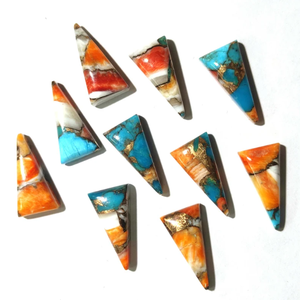 Turquesa de Ostra Espinosa Natural, Cabujón Plano de Forma Triangular Larga, Gema para Joyería, Proveedor Mayorista de Pulseras y Anillos - Product Image 2