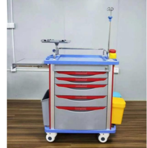 Chariot médical multifonctionnel d'urgence LK LK-B0101 en ABS avec 5 tiroirs, support de perfusion et support pour bouteille d'oxygène 4 - Product Image 3