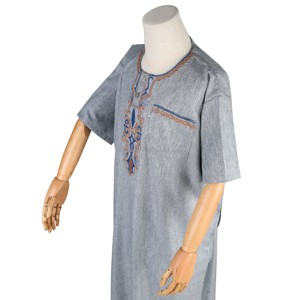 Ultima 2024 manica corta collo morbido Zip <span class=keywords><strong>Africa</strong></span> ragazzo musulmano pregando Jalabiya abbigliamento islamico Jubah Boubou abito <span class=keywords><strong>marocco</strong></span> - Product Image 5