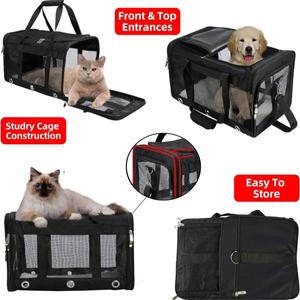 Evcil hayvan taşıyıcı açık katlanabilir yumuşak taraflı nefes örgü askılı çanta sırt çantası evcil hayvan taşıyıcı s seyahat çantası köpek taşıyıcı kedi çantası - Product Image 4