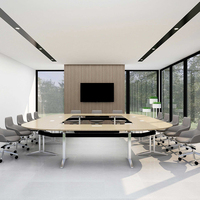 Table de conférence en bois massif, bureau de salle de réunion moderne de luxe 8 10 12 20 personnes 16 places
