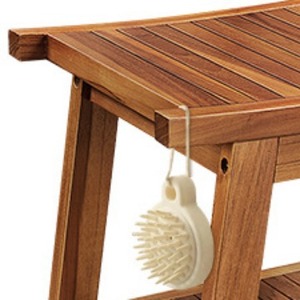 Taburete de Baño de Teca OEM de 51x36x45.3cm con Estante de Almacenamiento para Uso en Interiores y Exteriores - Product Image 3