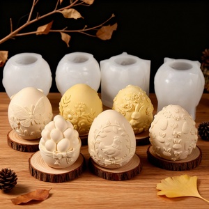 แม่พิมพ์เทียนรูปไข่อีสเตอร์พร้อมลายผีเสื้อแกะสลัก ลายโคลเวอร์สี่แฉก ลายไก่ ลายกระต่าย แม่พิมพ์ซิลิโคนสำหรับเทียนไข่ - Product Image 6