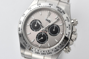 Montre de luxe Clean Factory Panda blanche, mouvement SEIKO, boîtier en acier inoxydable, bracelet en or blanc, étanche 100 bars pour homme - Product Image 2