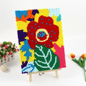 Diy Handmade Crafts Fluffy Pom Poms Painting Tropical Flower Colorful Soft Pompoms Balls Stylish Easy Children Toys
