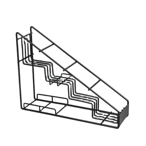 Rak Buah Logam Rak Sirup Penyimpanan Kopi Pembagi Cangkir Rak <span class=keywords><strong>Display</strong></span> Trapesium 4 Lubang - Product Image 1
