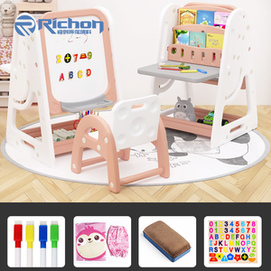 Neues Design 4 in 1 Malerei-Schrittlehrtisch Zeichnen weißes Brett Kunststoff-Schrittlehrtisch für Kinder Kleinkind Zeichentafel mit Stuhl - Product Image 4