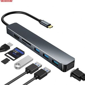 Jumon 7 cổng <span class=keywords><strong>USB</strong></span> C Dock trạm Multiport 4K HDTV Extender <span class=keywords><strong>USB</strong></span> để VGA chuyển đổi Splitter 7 trong 1 Bộ chuyển đổi Loại C <span class=keywords><strong>3.0</strong></span> <span class=keywords><strong>USB</strong></span> <span class=keywords><strong>Hub</strong></span> - Product Image 1