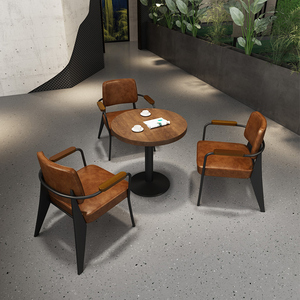 Juego de sillas de mesa de bar de madera maciza industrial moderno para uso comercial al aire libre en restaurantes y cafeterías - Product Image 3