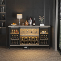 Armoire à vin moderne haut de gamme en bois avec portes vitrées, design panneau style ferme, grande capacité de rangement pour la maison, le salon et la salle à manger