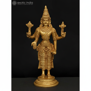 Escultura de latón hecha a mano de 7 pulgadas de Tirupati Balaji (Venkateshvara) hecha en India Pose de pie - Product Image 1