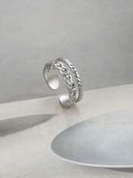 1 Bague unisexe tendance en acier inoxydable, double ligne, style éternité, à empiler sur les phalanges