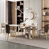 Table à manger rectangulaire en marbre blanc de style européen moderne et luxueux, réglable pour chambre à coucher, hôtel ou appartement