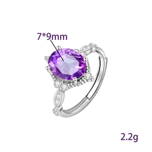 Bague ajustable en topaze bleue ovale de 7*9 mm, pierre naturelle, argent 925, bijoux anti-ternissement, cadeau de fête pour femme - Product Image 6