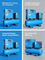 Compresseur d'air à vis 4-en-1 à économie d'énergie 7,5 kW-22 kW, système stationnaire refroidi par air pour la production en usine de petite et moyenne taille
