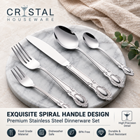 Ensemble de couverts en acier inoxydable CYRSTAL pour cuisine et salle à manger, couteau, fourchette, cuillère, style royal vintage argenté, pour la maison et les mariages