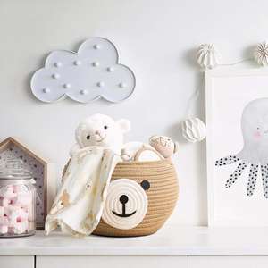 Panier de rangement rond en coton tressé en forme d'ours mignon pour le salon, panier de douche pour bébé, panier de rangement pour chambre à coucher, brun - Product Image 4