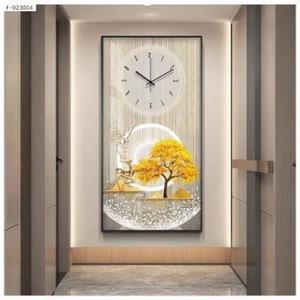 Horloge murale artistique en céramique haut de gamme, avec motifs Arbre de la prospérité doré, Clair de lune et Système de guérison Cerf marin - Product Image 6