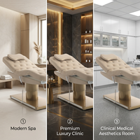 Ensemble de lit de beauté électrique moderne et élégant, base métallique de luxe, table de massage facial pour salon de beauté et spa, chaise réglable en hauteur pour extensions de cils
