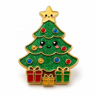 Broche personnalisée en émail pailleté, motifs Arbre, Bonhomme de neige, Chapeau de Père Noël, style Kawaii, plaquée or, cadeau, vente en gros, broche de revers de Noël, broche Chapeau de Père Noël