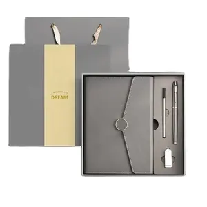 Рекламные кожаные блокноты 4 в 1, A5, набор USB металлических ручек, лидер продаж, высококачественный офисный деловой подарочный набор