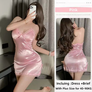 Chemises de nuit sexy pour femmes, dentelle, col en V, vêtements de nuit, lingerie grande taille avec culotte - Product Image 2