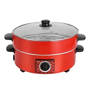 Thailand Hot Sell 12 / 14 / 16 Inch Indoor Hot Pot Elektrische Koekenpan Elektrische Wokpan Met Stoomboot