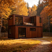 Maison d'hôtes modulaire préfabriquée à deux étages en panneaux sandwich, avec balcon, pour vacances en forêt d'automne, bureau ou bâtiment de loisirs