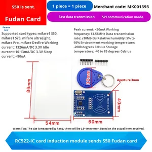 เครื่องอ่านและเขียนโมดูลเหนี่ยวนำการ์ด <span class=keywords><strong>RFID</strong></span> RF แบบ <span class=keywords><strong>RC522</strong></span> MFRC-522พร้อมการ์ด S50 Fudan PN532 SPI ประเทศจีน - Product Image 2