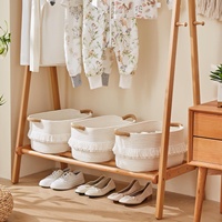Panier de rangement en corde de coton tressée de style nordique européen, organisateur de salon, bac de rangement pour balcon, panier à linge pour chambre à coucher