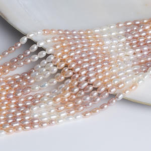 สร้อยคอมุกน้ำจืดธรรมชาติขนาด 4-4.5 มม. หลากสี รูปทรงข้าวสาร แบบกึ่งสำเร็จรูป สีลูกกวาด สำหรับงาน DIY อุปกรณ์ตกแต่งเครื่องประดับมุก - Product Image 5