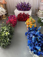 Décoration d'allée de cérémonie de mariage de luxe personnalisée, chemin de fleurs en tissu de soie, impression numérique rouge, violet, jaune, bleu pour allée de cérémonie