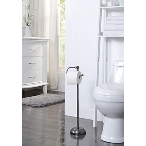 Porte-rouleau de papier toilette autoportant en métal, support de rangement pour rouleaux de papier toilette pour la salle de bain et la maison - Product Image 4
