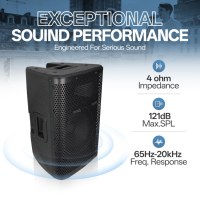 Précision Pro Audio CAO08D3 500W Haut-parleur en plastique de 8 pouces Haut-parleurs alimentés par Bluetooth Professionnel Actif avec écran DSP