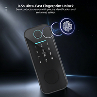 Serrure intelligente Bluelock TTlock avec empreinte digitale, carte-clé, déverrouillage par application TTlock/Tuya Cloud pour porte en acier/bois, garantie de 2 ans