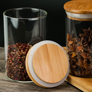 240ML High Borosilicate Glass <b>Jars</b> Bamboo Lids Detachable Design Multifunctional Food <b>Storage</b> Containers <b>Kitchen</b> Including - Product Image 4