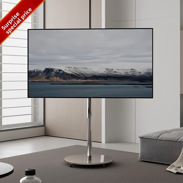 Metal Round-Disc TV Mobile Cart Floor Stand Living Room Home Use Small Apartments Modern Minimalist Light-Luxury TV Stand