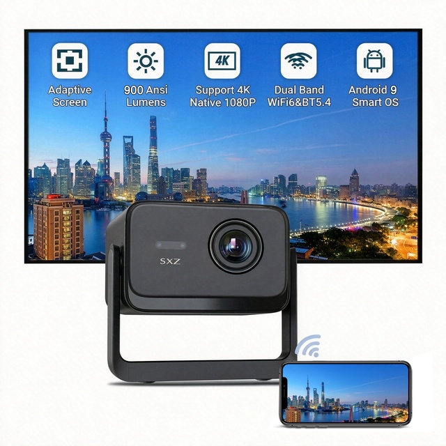 Smart TV Video Gaming Projector Native 1080P Home Theater Cinema 900ANSI High Lumens  Movie Beamer 4K La-ser Android Projector