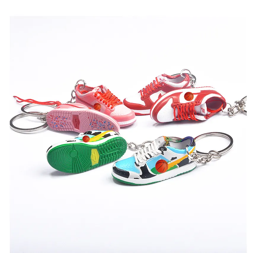 WD wholesale chicago 3d mini sneaker key chain tennis shoe key chain with box