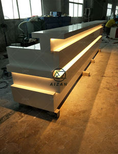 Luces LED RGB de tamaño pequeño, Mostrador de <span class=keywords><strong>cajero</strong></span> blanco elegante, mesa de escritorio frontal para oficina, clínica, tienda minorista, salón de belleza, Spa - Product Image 6