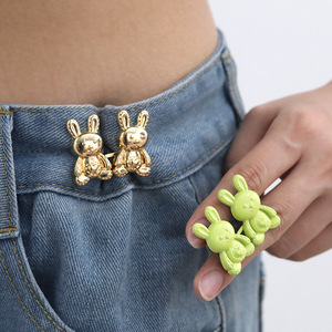 New cute bunny waist-slimming <b>button</b> closure, detachable snap-on design, no-seam waist-slimming <b>buttons</b> for <b>jeans</b>, alteration - Product Image 1